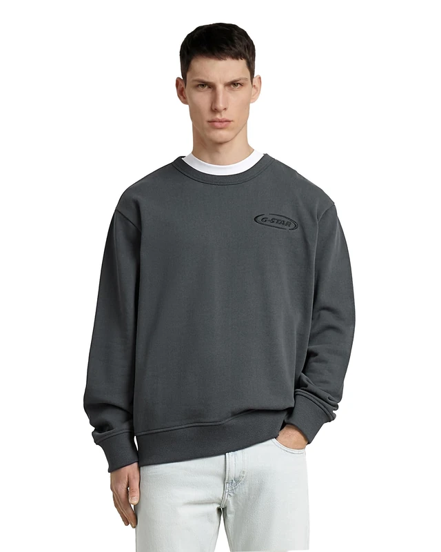G-STAR Mens 90s Logo Sweater, Grey (Petrol D28845-e553-860), XL UK