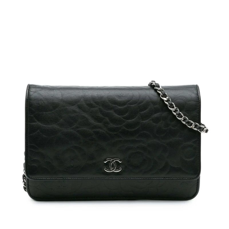 Chanel Pre-Loved CC Embossed Lambskin Camellia Wallet On Chain Handbag Crossbody Bag