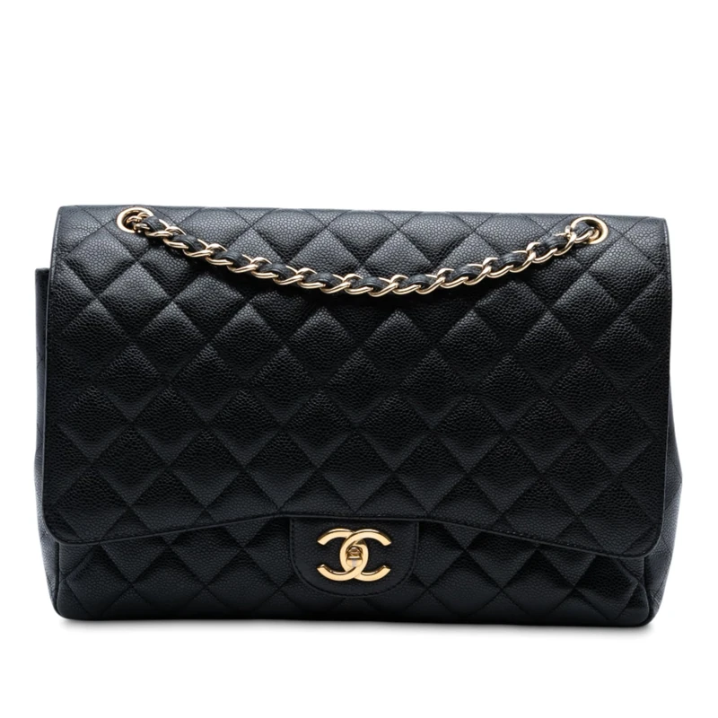 Chanel Pre-Loved Maxi Classic Caviar Double Flap Shoulder Bag