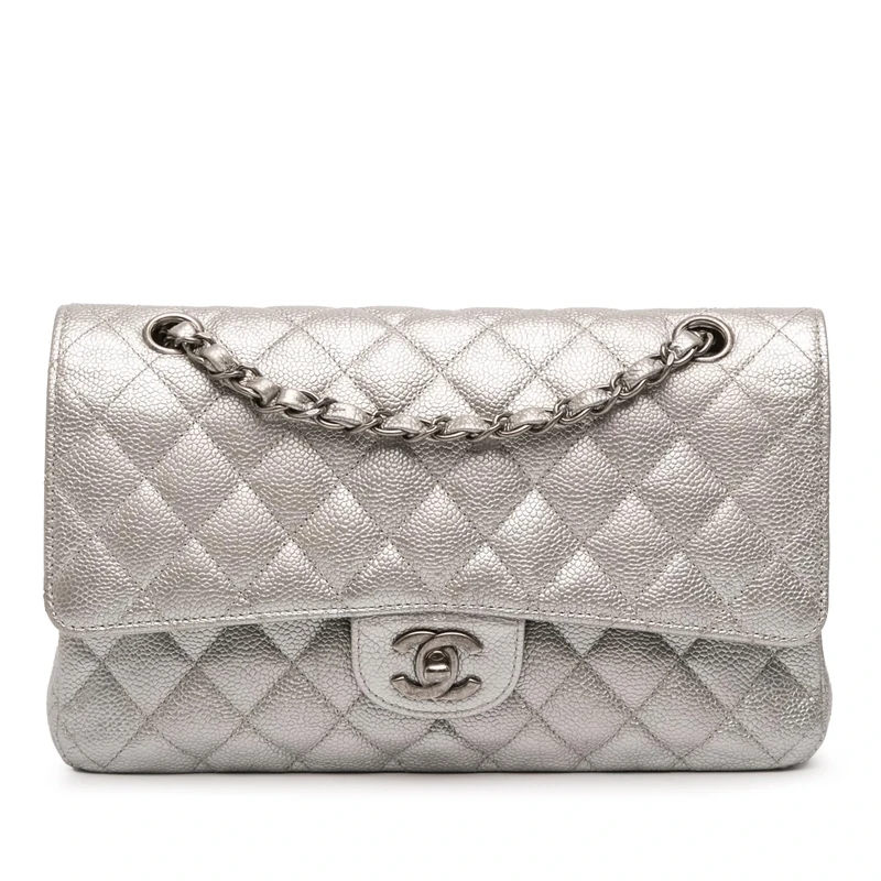 Chanel Pre-Loved Medium Classic Iridescent Caviar Double Flap Shoulder Bag