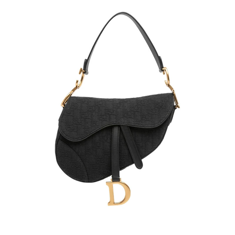 Dior Pre-Loved Oblique Canvas Saddle Handbag Shoulder Bag
