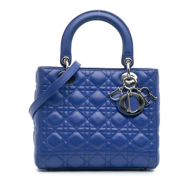 Dior Pre-Loved Medium Lambskin Cannage Lady Handbag