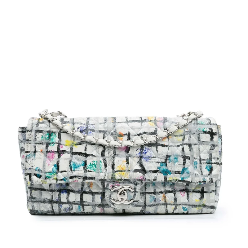 Chanel Pre-Loved Medium Calfskin Hand Painted Graffiti Flap Shoulder Bag