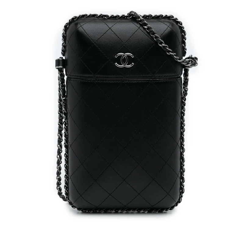 Chanel Pre-Loved CC Quilted Lambskin Chain Around Phone Holder Crossbody Bag