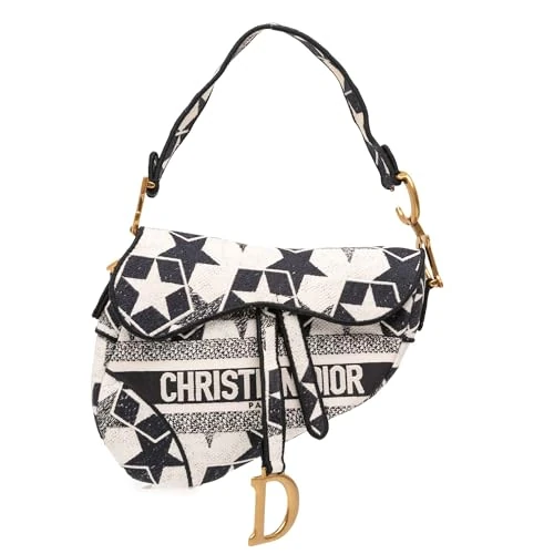 Dior Pre-Loved Embroidered Canvas Stars Saddle Handbag Shoulder Bag