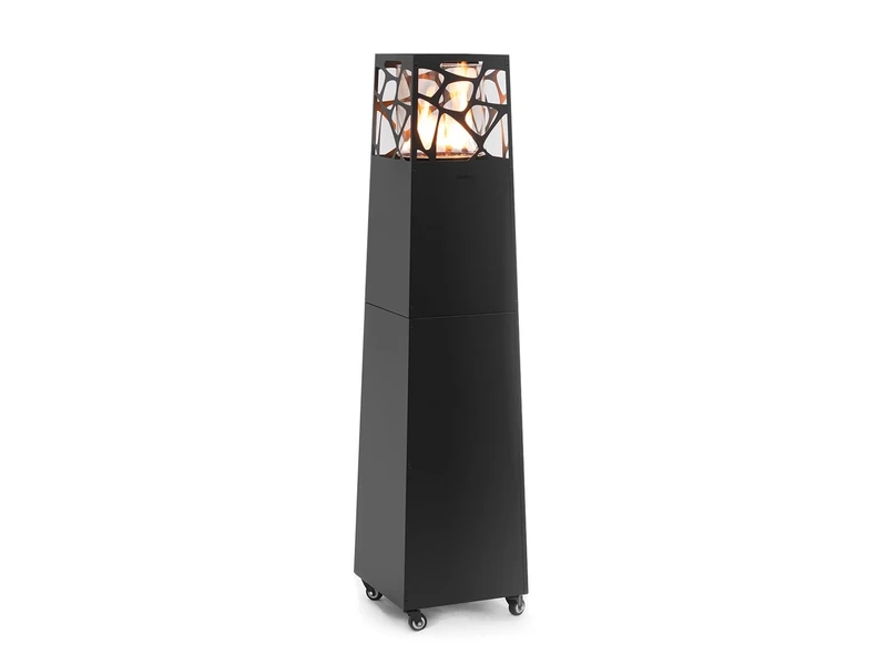 Planika - Pyramid, Modern Patio Heater, Outdoor Fireplace, Garden with cover (Black) (Black)