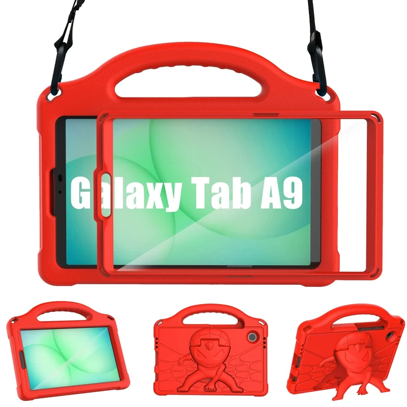 Kids Case for Samsung Galaxy Tab A11/A9 8.7 inch 2025/2023, Sonlaryin Lightweight Samsung A11/A9 Tablet Case with Built-in Screen Handle Stand Shoulder Strap for Galaxy A11/A9 Tablet 8.7'' - Red