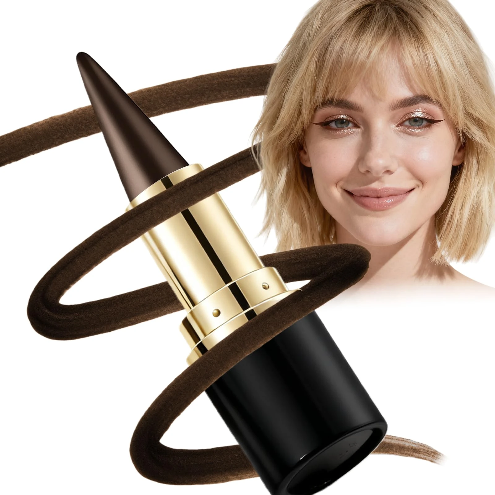 Eyeliner Pencil with Silver Shimmer - Waterproof Eyeliner Pen, Long-Lasting & Smudge-Proof, Easy to Glide for Daily, Party & Evening Makeup, Suitable for All Eye Tones (Brown)