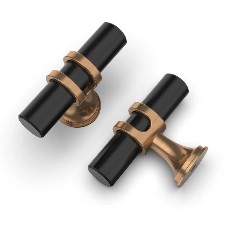 Asidrama 30 Pack Champagne Bronze and Matte Black Kitchen Cabinet Knobs Cabinet Hardware Zinc Knobs for Dresser Drawers 4451