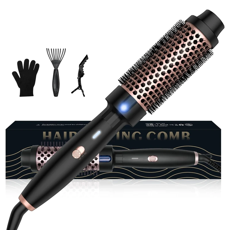 Ionic Thermal Brushes Thermal Brush 38mm Round Brushs Heated Curling Iron, Double PTC Temp 120-210°C, Heat Brushes, Volumative Create Root Volume & Loose Curls