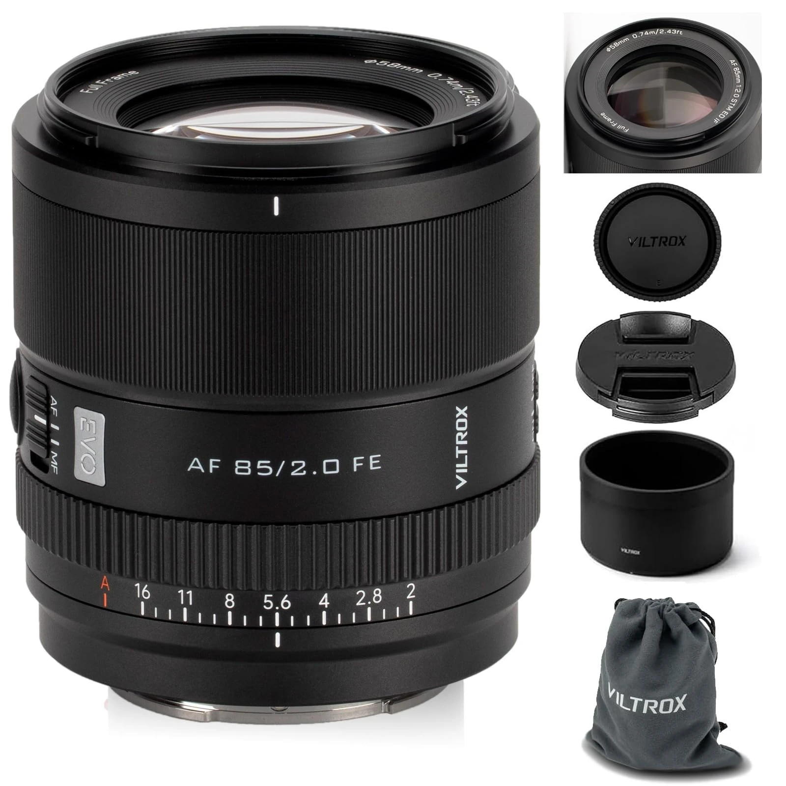 VILTROX 85mm F2.0 EVO FE Full Frame Lens for Sony E, Auto Focus Medium Telephoto Prime Lens for Sony E-Mount Cameras A7IV ZV-E1 A7CII A7RV FX3 A7SIII A7CR A7III A7C A1 A7RIV FX6 A9 A9II A7RIII ZV-E10