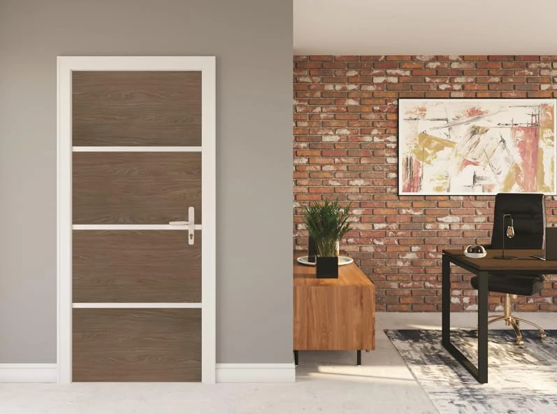 Nordlinger Pro Door Renovation Kit – 890556 – FSC Mixed Wood 70% – Smoked Oak – Varnished Adhesive – Aluminium Profiles – Interior Decoration - Image 1