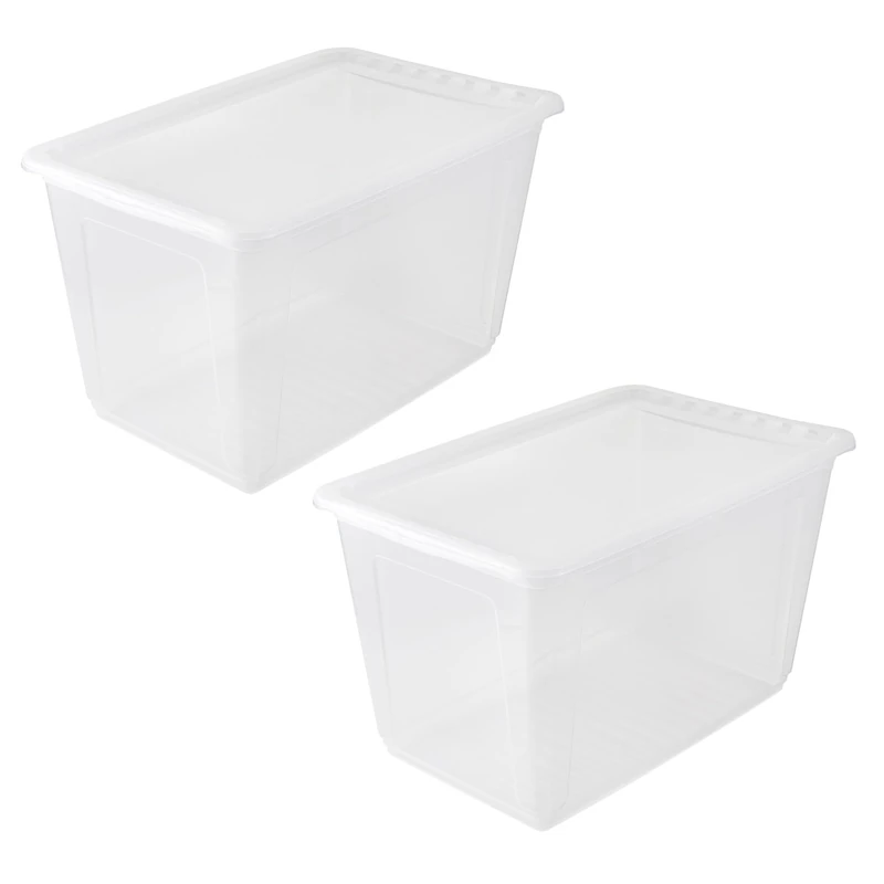keeeper bea 2 x Storage Box with Air Control System, 59 x 39 x 35 cm, 52 L, Transparent