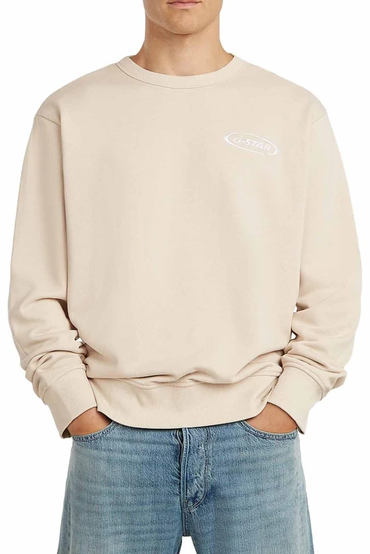 G-STAR Mens 90s Logo Sweater, White (Whitebait D28845-e553-1603), XL UK