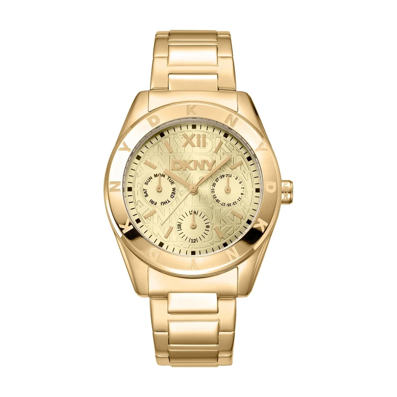 DKNY Chambers Multi Sport Quartz Watch 5 ATM, Gold, Standard Size, Modern