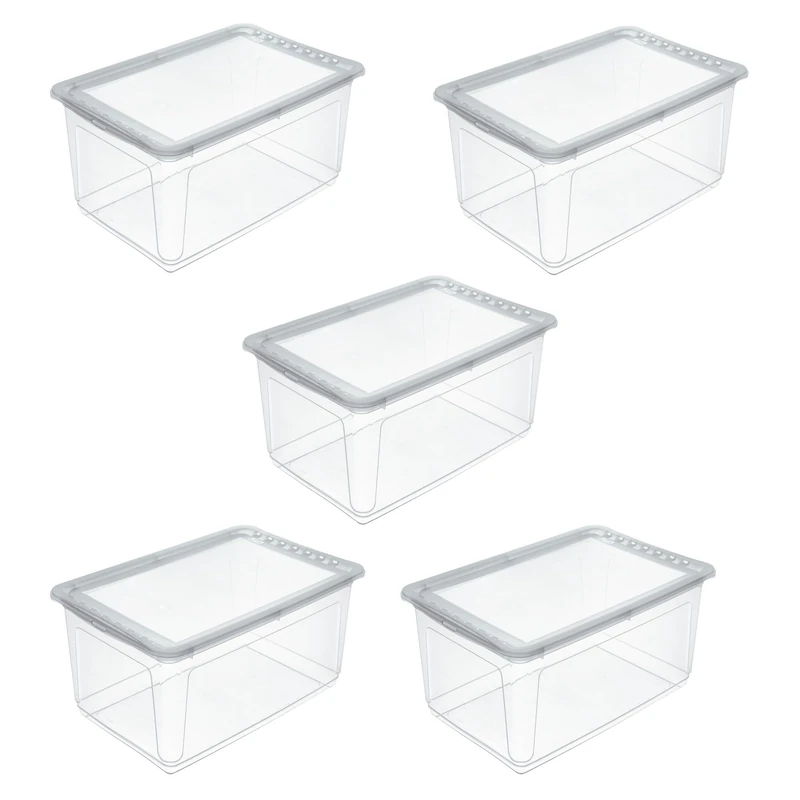 keeeper bea 5x Storage Box with Air Control System, 59 x 39 x 27 cm, 43 L, Transparent - Image 1