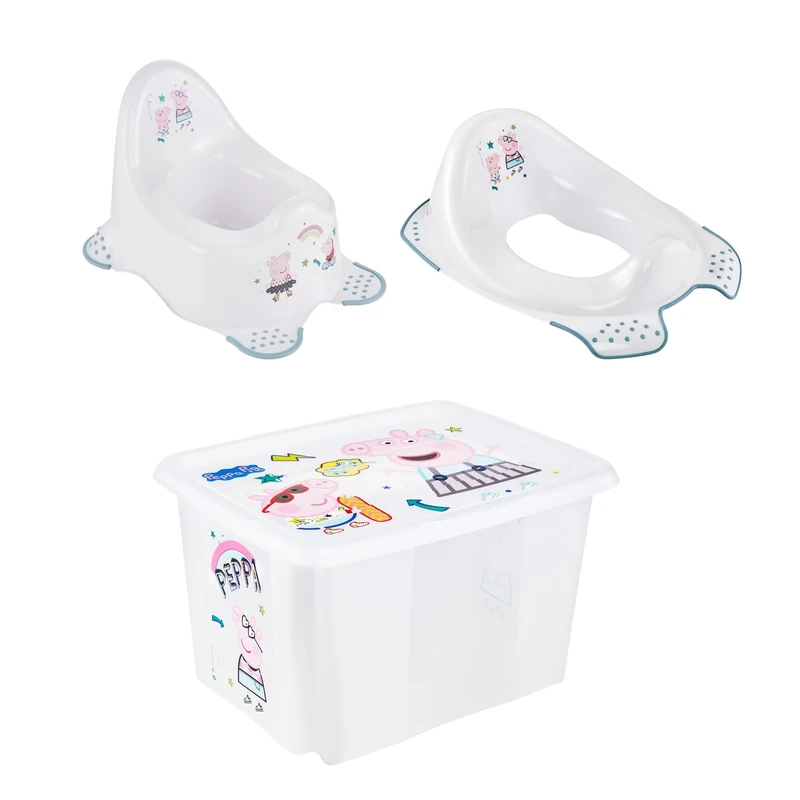 keeeper Peppa Set Adam Baby Pot + Toilet Seat EWA + Storage Box Karolina 30 L, Baby Pot from 18 Months to Approx. 3 Years, Toilet Seat from Approx. 24 Months to 4 Years, Nordic White - Image 1