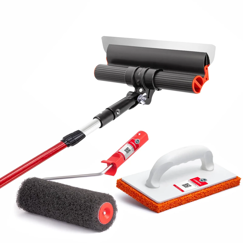 COMENSAL Spatula Set 600 mm - Complete Set with Telescopic Rod, Roller and Grating Board - Made in EU - Professional Quality - Ergonomic Design