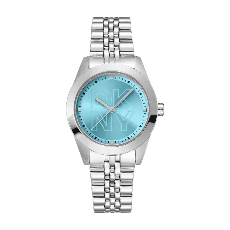 DKNY Parsons Logo Quartz Watch 5 ATM, Silver, Standard Size, Modern