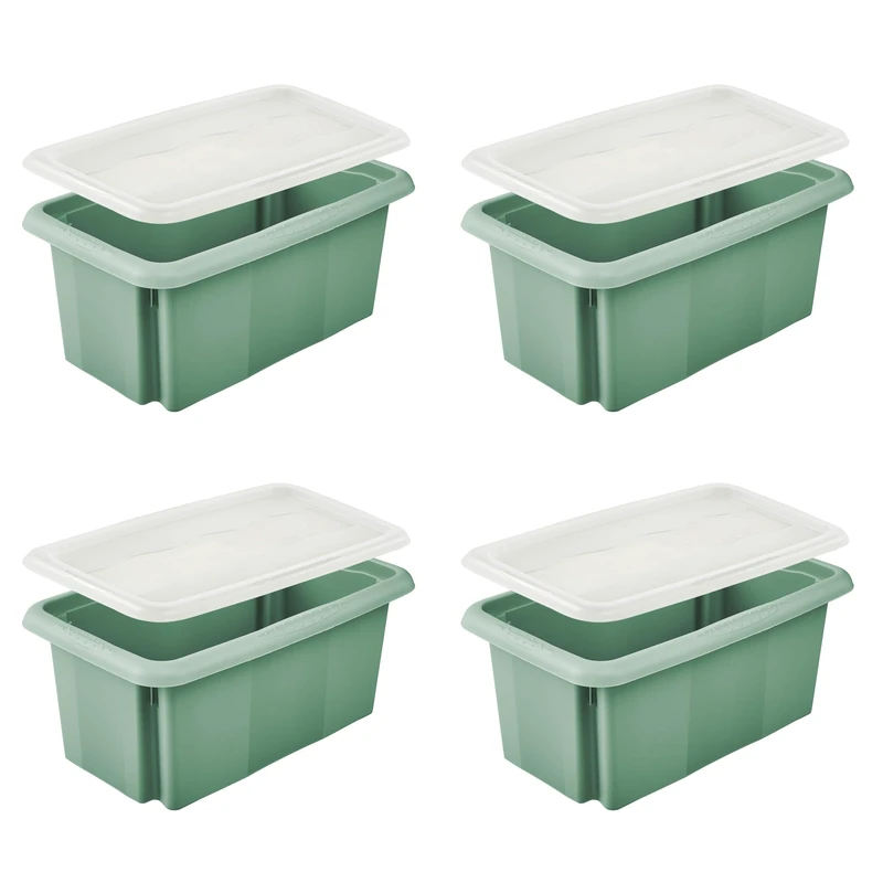 keeper emil 4x Storage Box Set with Lid - Nordic Green