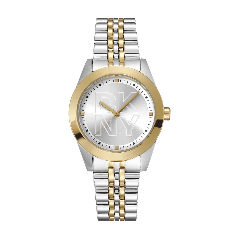 DKNY Parsons Logo Quartz Watch 5 ATM, Silver/Gold, Standard Size, Modern