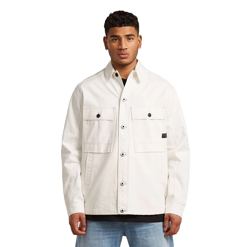 G-Star Raw C.V. Men's Mosa Overshirt, White (Ecru D26462-E506-159), L