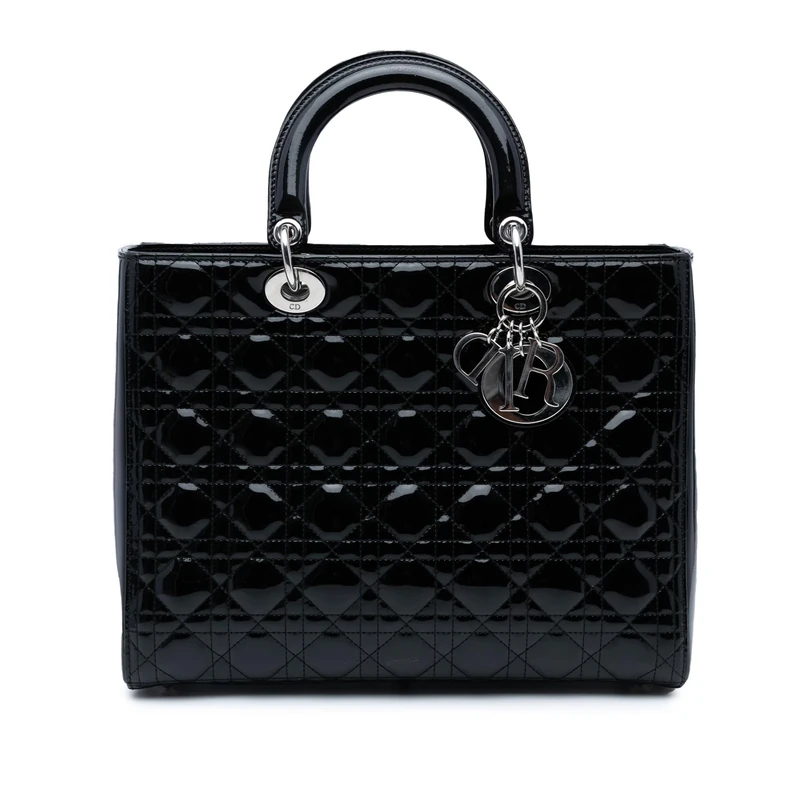 Dior Pre-Loved Large Patent Cannage Lady Handbag