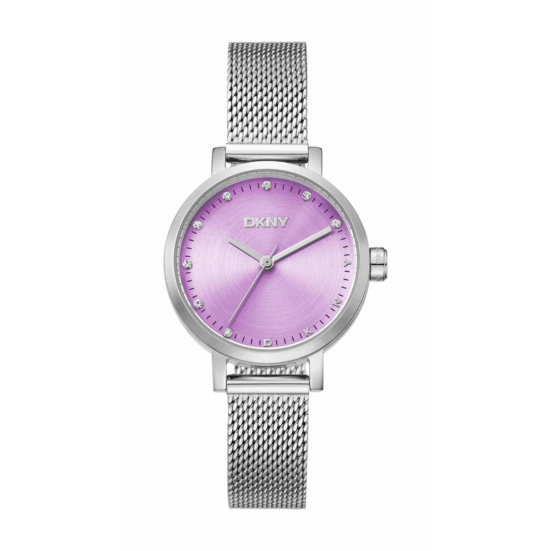 DKNY Soho Mini Quartz Watch 5 ATM, Silver/Pink, Standard Size, Modern