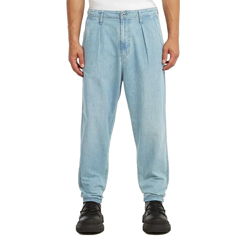 Pleated Chino Denim Relaxed Tapered