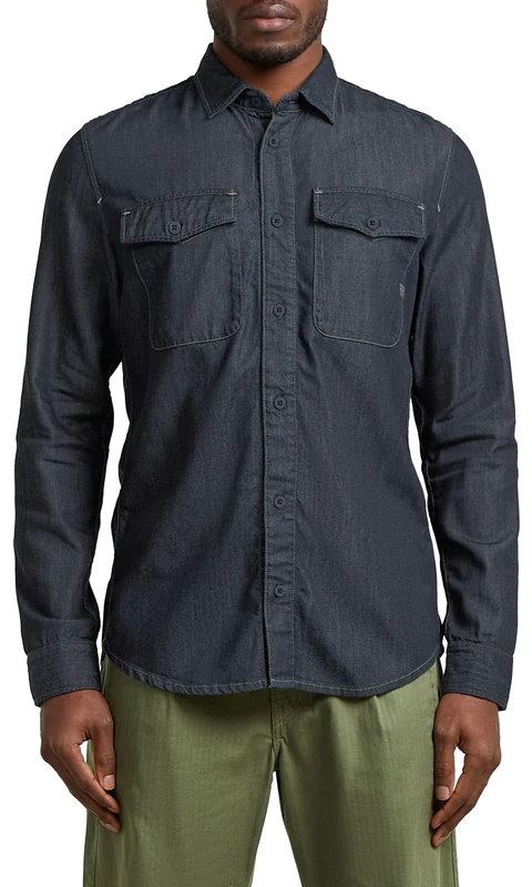 G-Star Raw C.V. Marine Slim Long Sleeve Shirt T-Shirt, Blue (Rinsed D24963-e505-082), XS Men