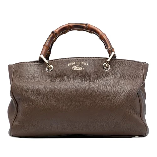Gucci Pre-Loved Medium Calfskin Bamboo Shopper Satchel Handbag