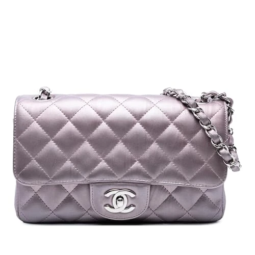 Chanel Pre-Loved Mini Rectangular Classic Iridescent Calfskin Single Flap Crossbody Bag