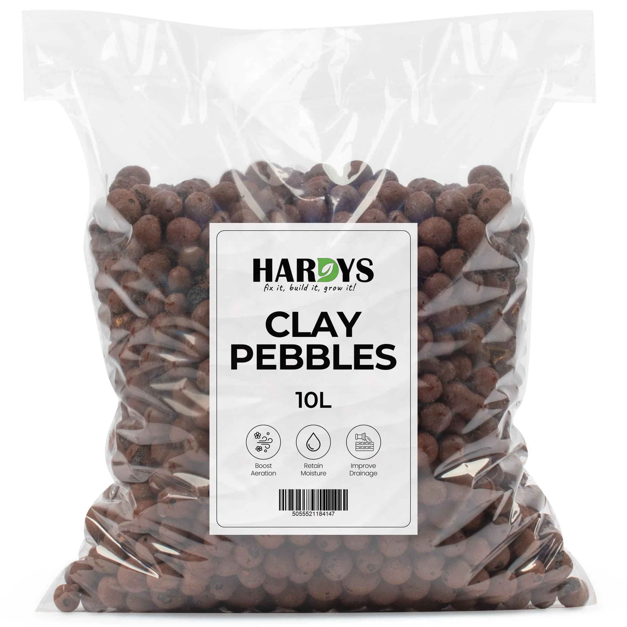Hardys Clay Pebbles, LECA Balls for Plants - Multipurpose Growing Medium for Hydroponics, Orchids, Container Plants & Garden Beds - Enhances Soil/Compost Drainage & Aeration (10L)