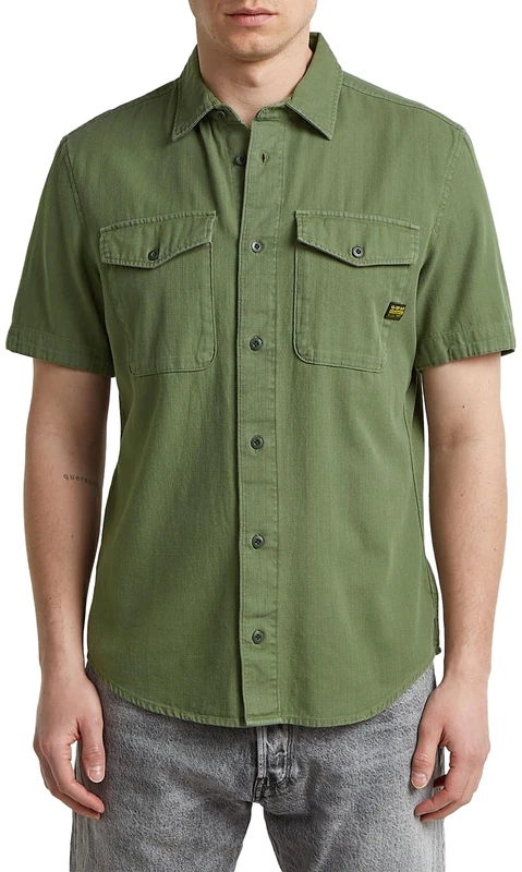 G-Star Raw C.V. Marine Slim Short Sleeve Shirt T-Shirt, Green Four Leaf Clover GD D19751-d454-h886, M Men