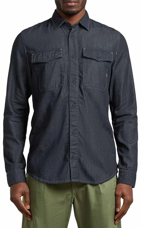 G-Star Raw C.V. Marine Slim Long Sleeve Shirt, Blue (Rinsed D24963-e505-082), XL Men