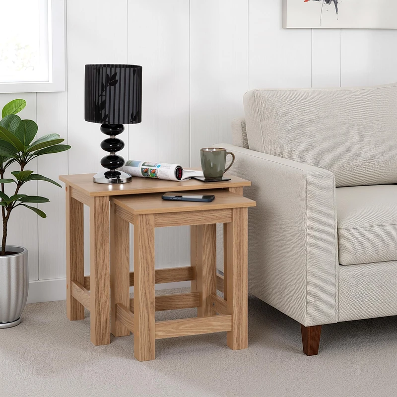 Seconique Tessa Nest Of 2 Tables in Natural Oak Effect