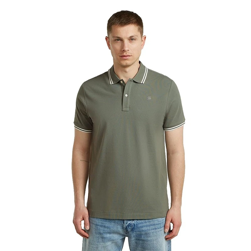 G-Star Mens Dunda Slim Stripe Polo, Green (Orphus D17127-5864-722), XXL UK