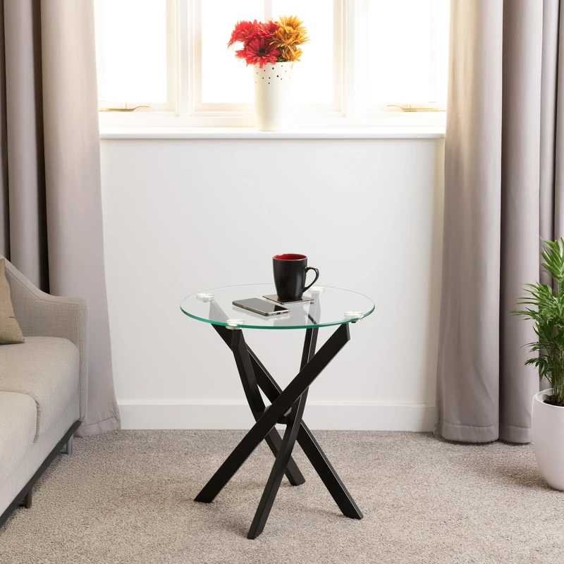 Seconique Sheldon Side Table In Clear Glass/Black - Image 1