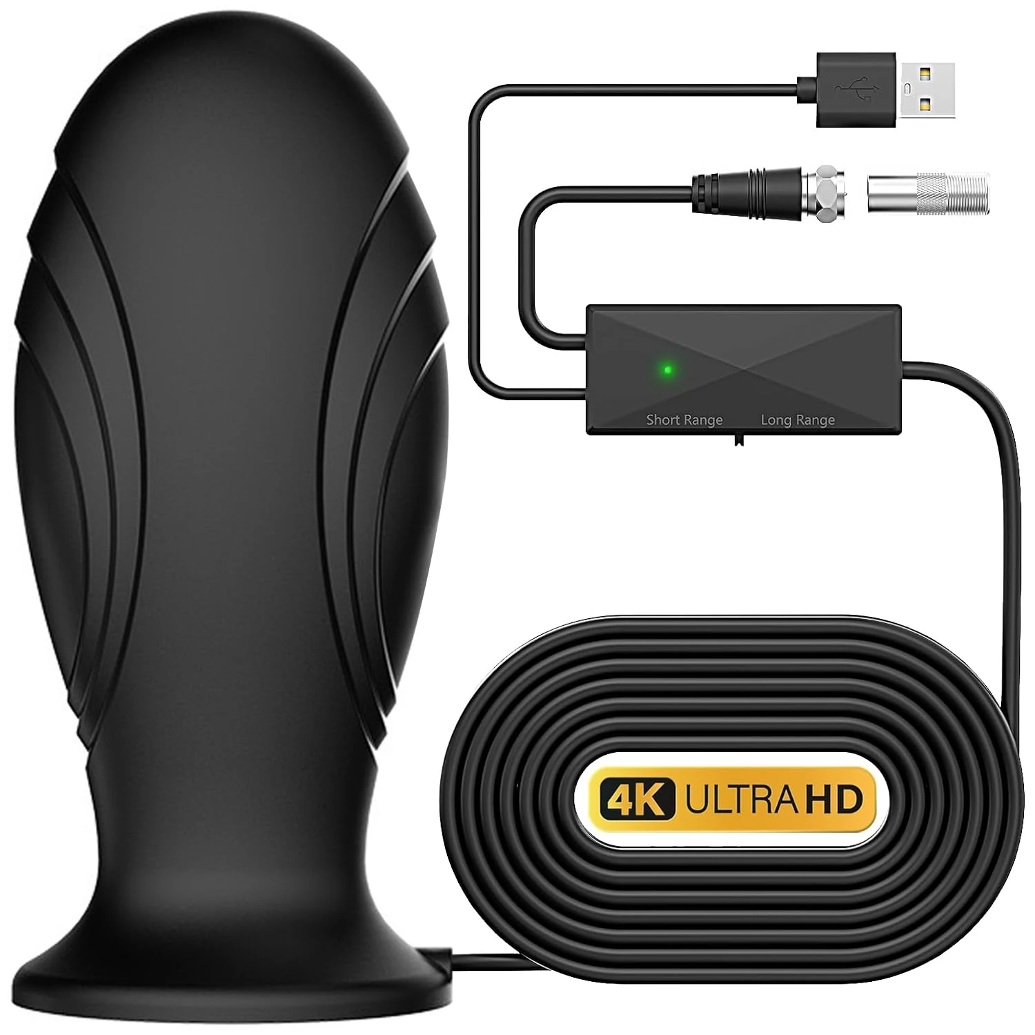 2025 Indoor TV Aerial for Smart TV,TV Ariels Indoor with Strong Magnetic Base,Easy Installation,Long Range Reception for Local Channels 4K 1080P,18.7ft Long Cables,Suitable for All Channels-Black