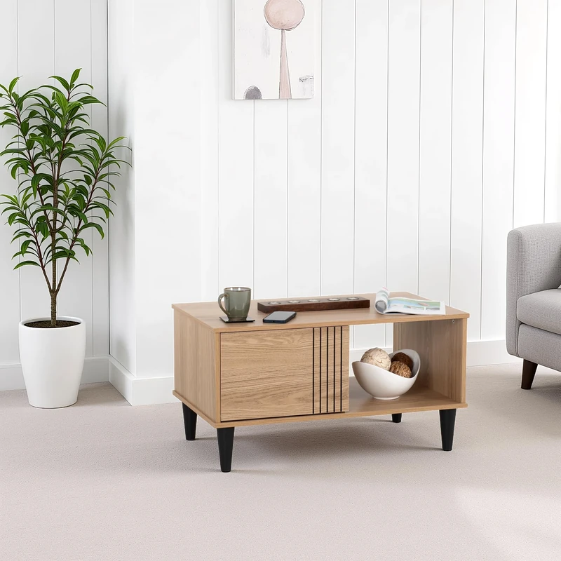 Seconique Tessa 1 Door Coffee Table in Natural Oak Effect