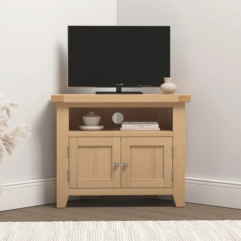 Seconique Windsor Corner Tv Unit in Natural Oak