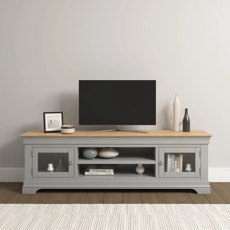 Seconique Bordeaux Tv Stand in Pebble Grey/Oak