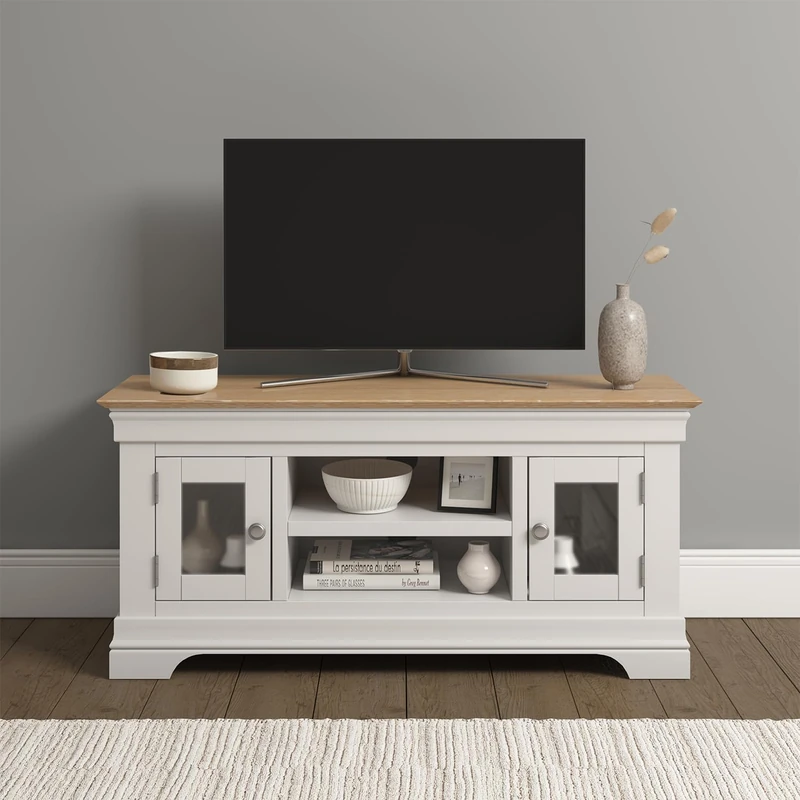 Seconique Bordeaux Small Tv Stand in Ivory/Oak