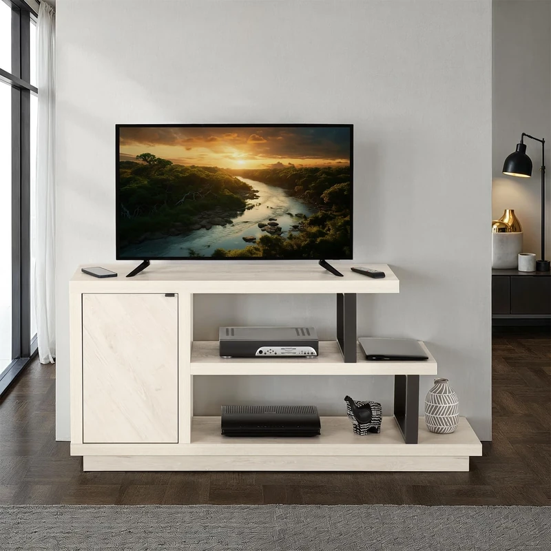 Seconique Turin Tv Stand In Light Oak Effect/Black