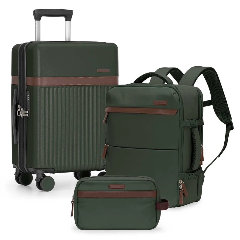 U.S. Traveler Vista Way 3 Piece Travel Set, Green, S, Vista Way 3 Piece Travel Set