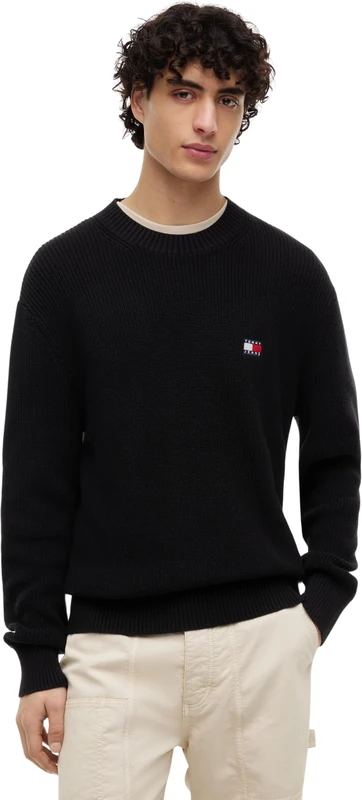 Tommy Jeans Men's TJM Reg Badge Sweater DM0DM20923 Pullover, Black (Black), L