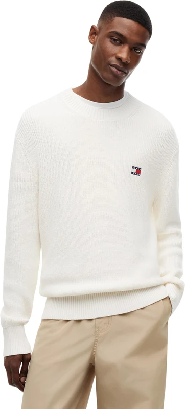 Tommy Jeans Men's TJM Reg Badge Sweater DM0DM20923 Pullover Sweater, White (Ancient White), XL - Image 1