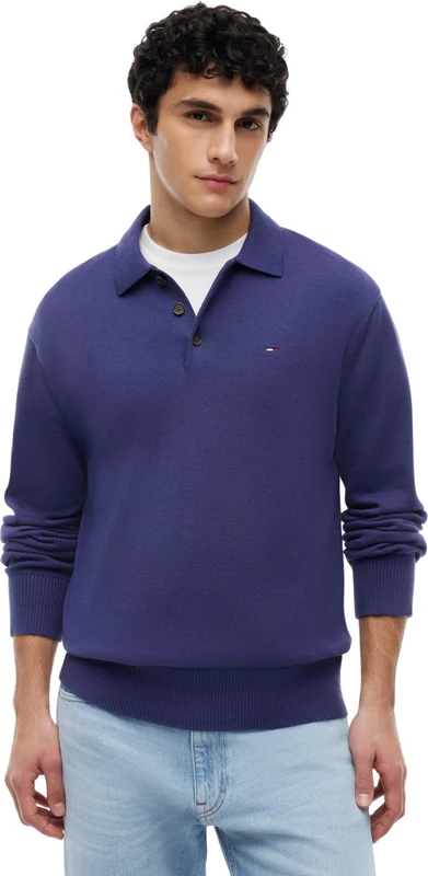 Tommy Jeans Men's TJM Slim Essential Polo SWTR Ext DM0DM20304 Pullover Sweater, Blue (Blue Storm), XS - Image 1