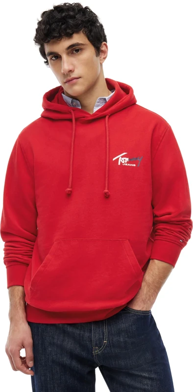 Tommy Jeans Men's Tjm Reg Entry Sign Hoodie Ext DM0DM22680 Pullover Hoodie, RED (Ruby Red), XXL