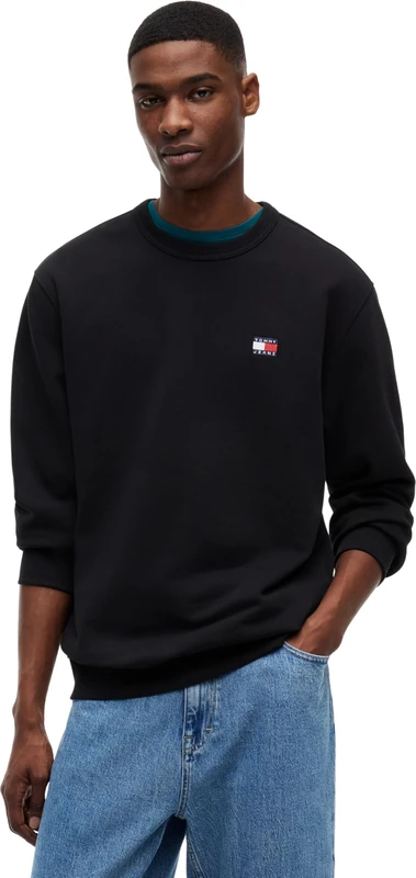 Tommy Jeans Men's TJM Reg Badge Crew Ext DM0DM21921 Pullover Sweatshirt, Black (Black), XXL